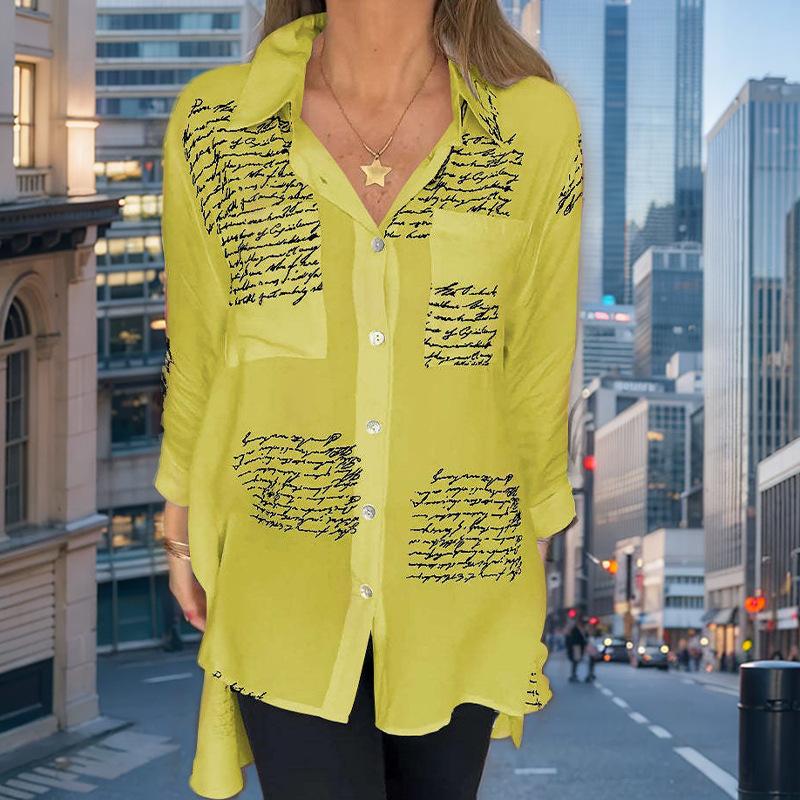 Женская летняя свободная повседневная рубашка-смокинг с принтом