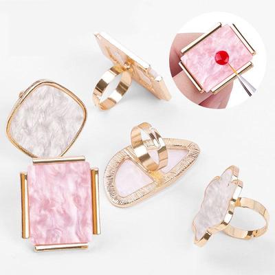 Nail Art Marble Shell Ring Подставка для дисплея Палитра Розовый Белый Регулируемый УФ-гель-лак Цветная доска для рисования Инструмент для ногтей