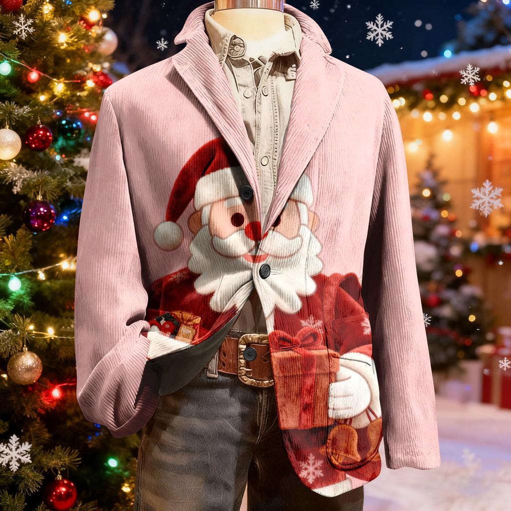 Мужской уродливый рождественский вельветовый теплый карманный пиджак-кардиган, мужской повседневный костюм