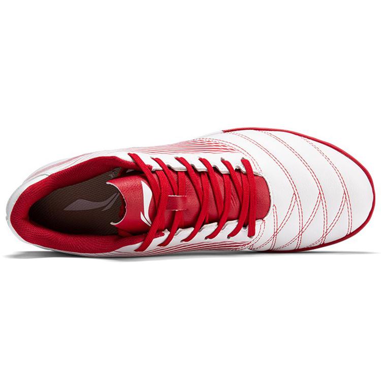 Li Ning TF Искусственный газон Синтетическая кожа Нескользящие Износостойкие Футбольные бутсы Мужские Белый Красный ASTQ005-1