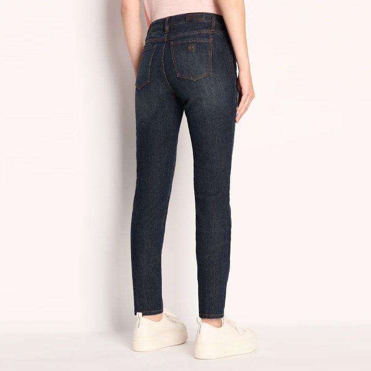 Armani Exchange Джинсы скинни на средней посадке, однотонные, женские, деним-синие, FW23, 6RYJ10-Y11BZ-1500