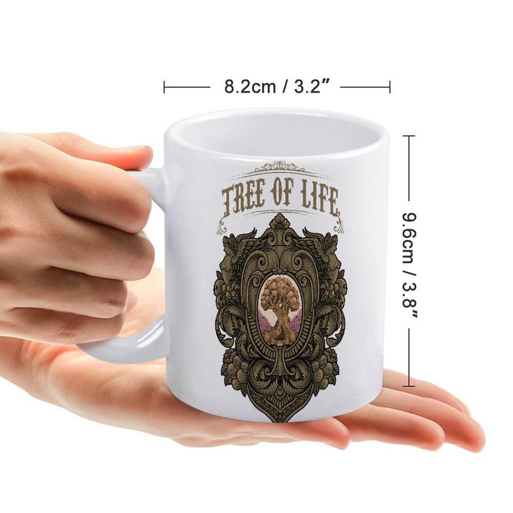 11oz White Ceramic Mug with Dual-Side Printed Surface and Smooth Grip, Perfect for Everyday Coffee Lovers and Tea Drinkers