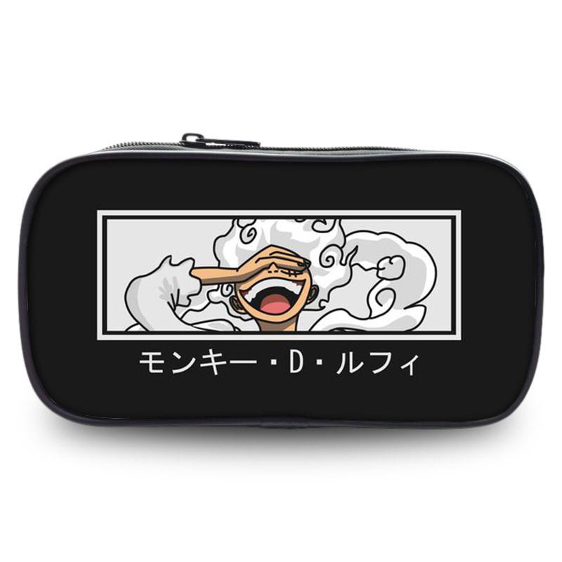 Stylish One Piece Student Pencil Case With Luffy And Zoro Skill Print Oxford Material
