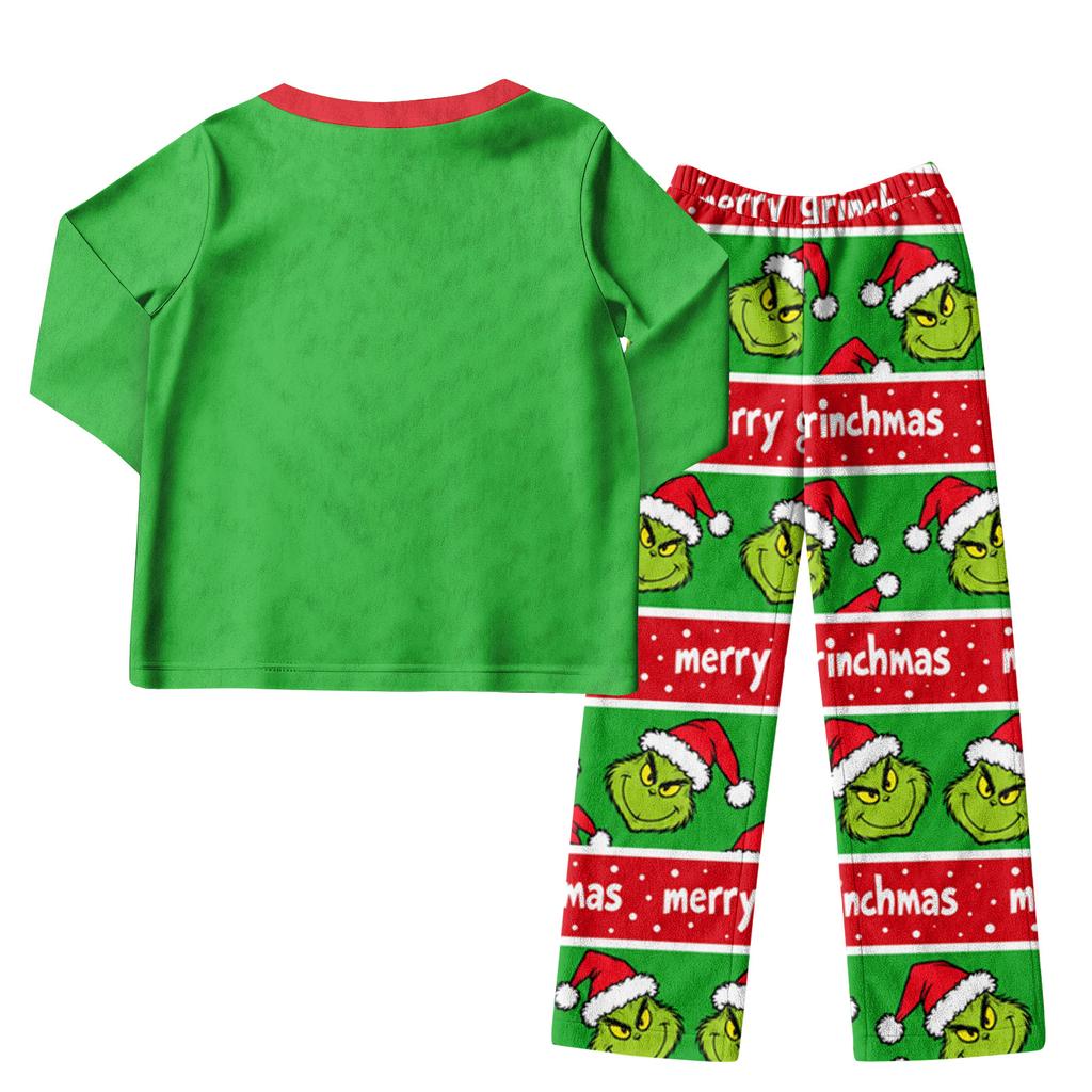 Parent-Child Matching Christmas Graphic Print Plush Loungewear Set for Holiday Sleepwear