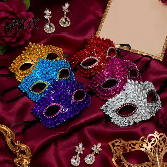 Elegant Costume Party Mask Gothic Cat Eye Masquerade Mask, Rhinestone Vintage Half Face, Sexy Full Diamond Marquise Halloween Costume, Glitter
