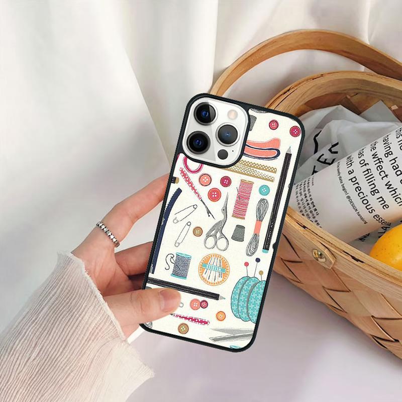 Швейная машина портной элементы узор Чехол для телефона Для iPhone 17 Air 16 15 14 11 12 13 Pro MAX Plus coque Чехол
