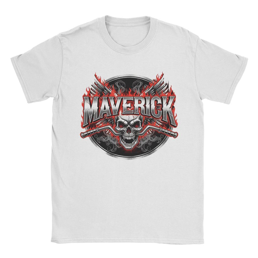 Hipster Maverick Skull Rider TShirts for Unisex Crewneck Cotton T Shirts Short Sleeve Tee Shirt Classic Tops