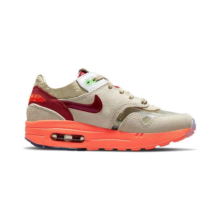 CLOT x Nike Air Max 1 PS Kiss of Death 2021 Детские кроссовки Бежевая сетка Глубокий красный DH2493-100