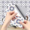 Blue Pattern Tile Sticker Kitchen Backsplash Oil-proof Bathroom Waterproof Home Decor Wall Decals Peel Stick Art Mural