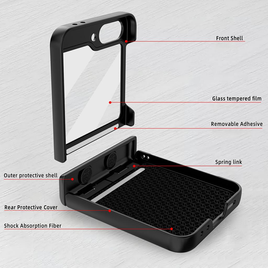 For Samsung Galaxy Z Flip7 FE 5G/Z Flip6 5G Case Hinge Protection Kickstand Hard PC Phone Cover with Screen Film