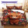 Embroidered animals Pattern Bedding Quilt Set Quilt Cover Pillowcase Home Decoration Birthday Gift (1 * duvet cover + 2 * pillowcase, without core)