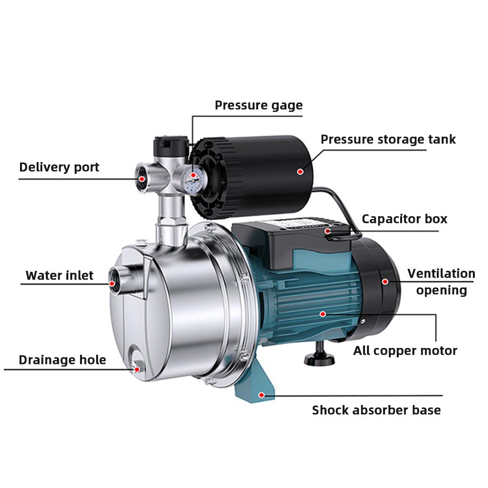 Electric Jet Pump Stainless Steel Self-priming Pump Tap Water Booster Pump Silent Household Automatic Suction Pumps
