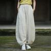 Женские брюки-фонарики из мятой рами свободного кроя - Ретро хлопок-лен для медитации и тай-чи