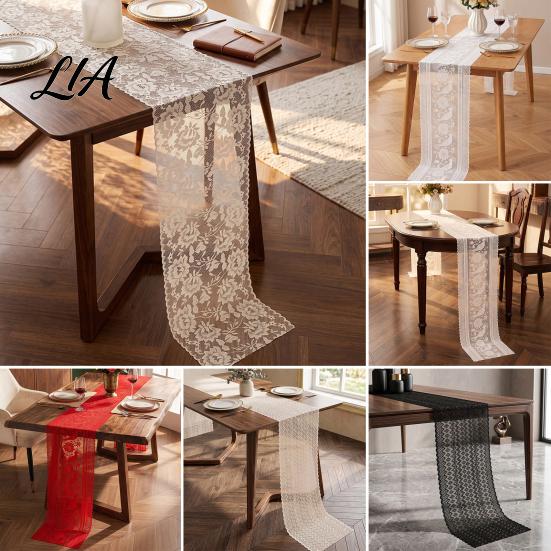Floral Hollow Table Runner Vintage Lace Runner, Decorative Elegant Tablecloth, Bohemian Retro Wedding Party Decor Style Cover for Coffee And