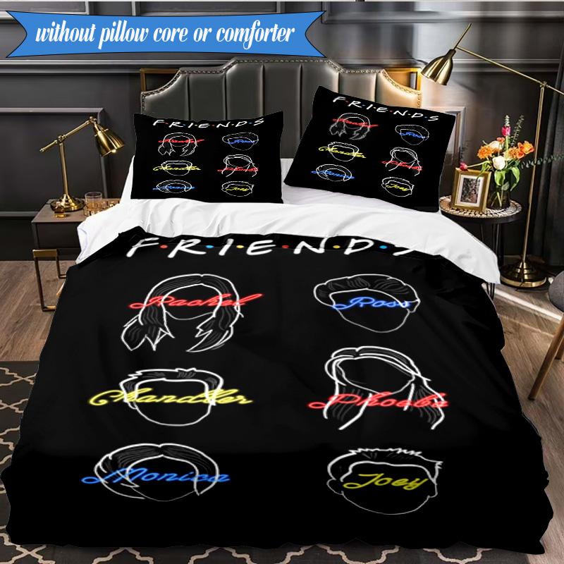 Friends Show Quotes 3pcs K-pop music group Bedding set,Ideal for Bedroom, Dormitory,Including Duvet Cover And 2pcs Pillowcases,Fan gifts