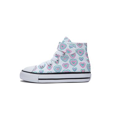 Кроссовки Chuck Taylor All Star EasyOn High TD Hearts для малышей, белые, розовые, A08379C