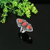 Italian Red Coral Handmade 925 Sterling Silver Jewelry Ring Size 7 A7j20