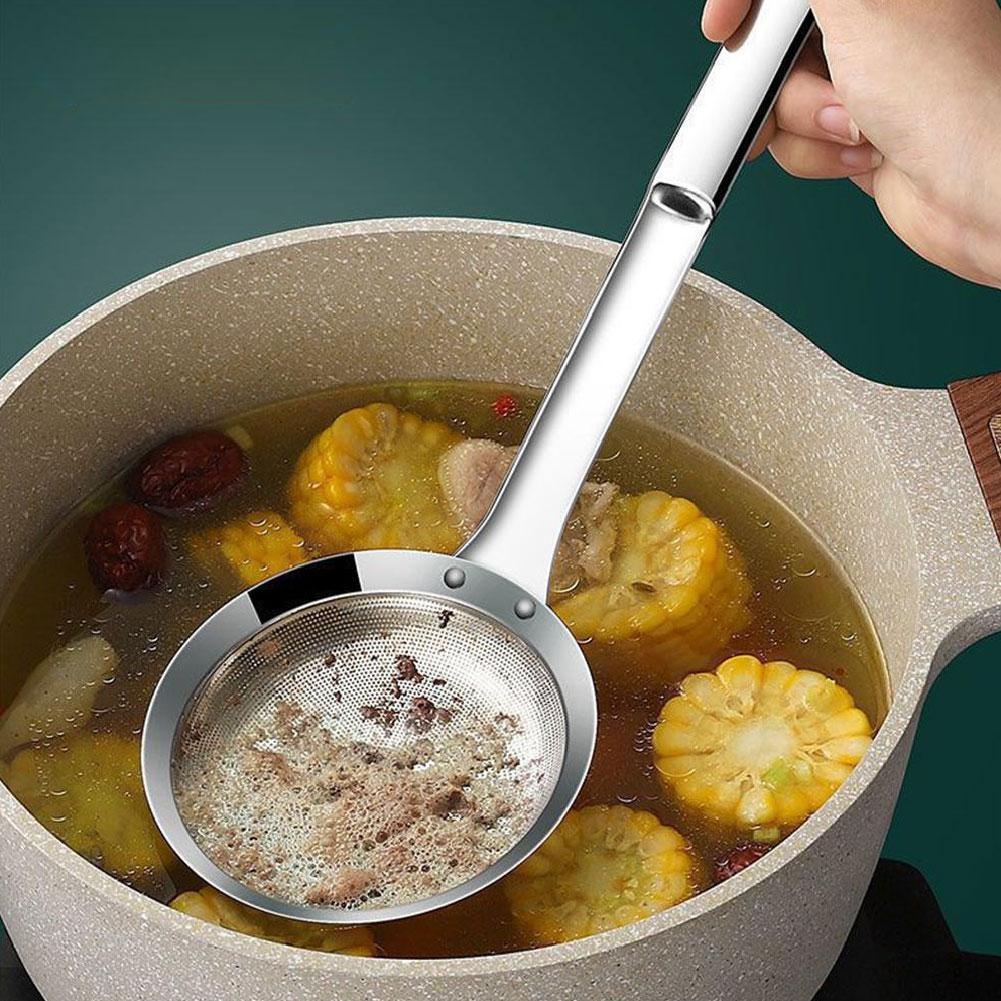 Ложка-шумовка для снятия жира, Шумовка из нержавеющей стали с мелкой сеткой, Ложка-дуршлаг для удаления жира и пены, Кухонные инструменты