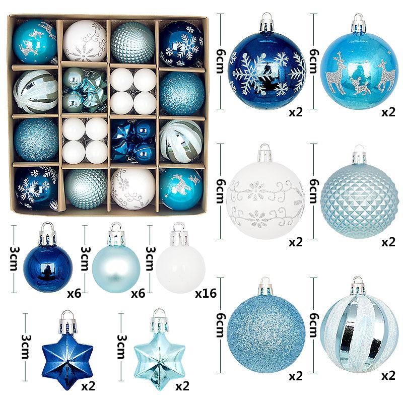 New Christmas Ball Decoration Gift Box Set Painted Electroplated 44pcs Round Ball Special-shaped Christmas Ball Pendant