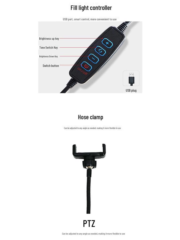 Floor Stand Multifunctional Tripod with Beauty Light for Live Streaming and Mobile Phone Holder.