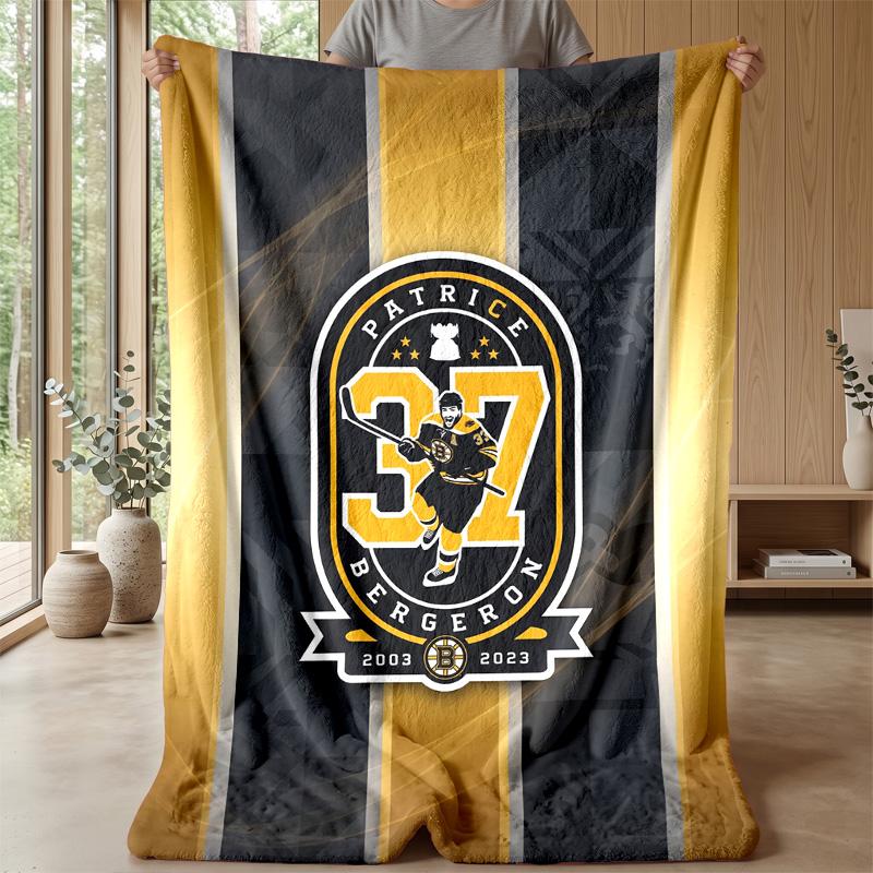 Boston Bruins Flannel Fleece Blanket Cozy Warm Throw Blanket For Couch Bed Travel All Season Use