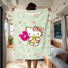 1pc Hello, Flower, Spring RV Blanket, Digital Printed Flannel Blanket, Multi-Purpose Four Seasons Hypoallergenic Quilt for Sofa, Bed, Office