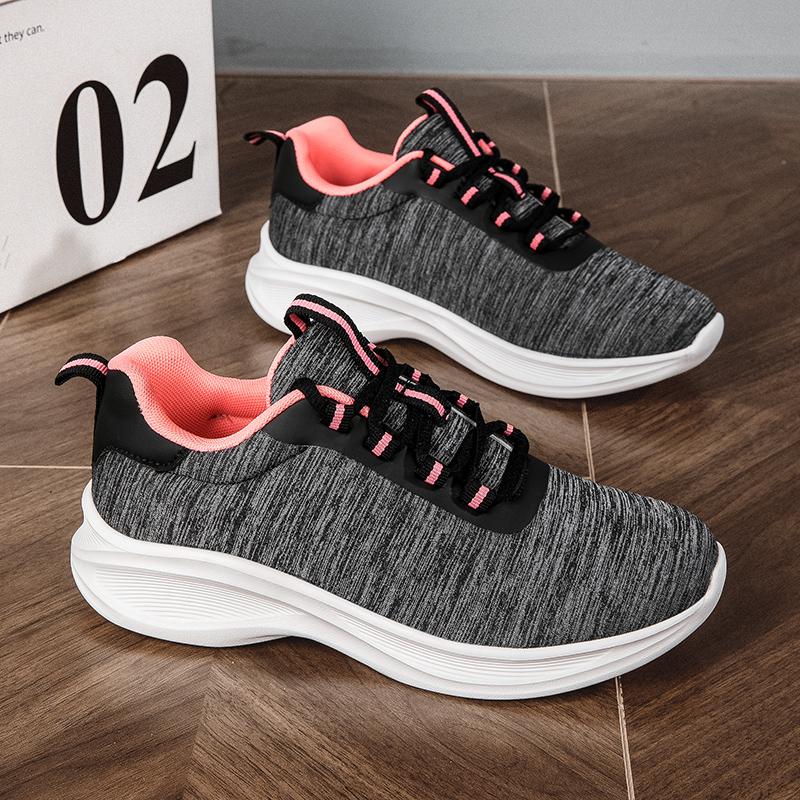 New Women Casual Sports Thick Soled Lace Up Mesh Fabric Running Non Slip Tennis Comfortable Jogging Women's Shoes Tenis De Moda