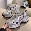 Summer New Silver Pink Dad Shoes Women's Breathable Casual Running Shoes Versatile Lightweight Platform Sports Shoes