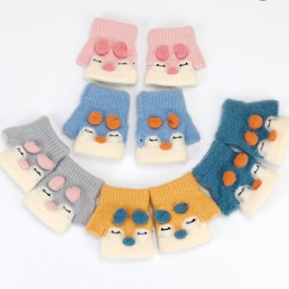 Cute Cartoon Children's Gloves Knitted Warm Gloves New Fingerless Mitten Autumn Winter