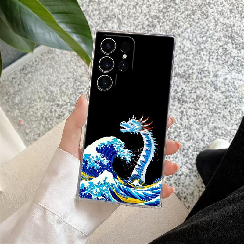 Чехол-бампер Big Wave Dragon God Sea S25FE Прозрачный для Samsung Galaxy S26 S25 S24 S23 Ultra S20 S21 FE S22 Plus S26 Ultra Мягкий чехол для телефона