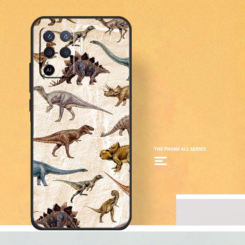 Dinosaur Pattern Case For Oppo A40 A60 A80 A78 A98 A58 A38 A18 A54 A74 A94 A96 A76 A16 A15 A17 A57 A5 A6 Pro