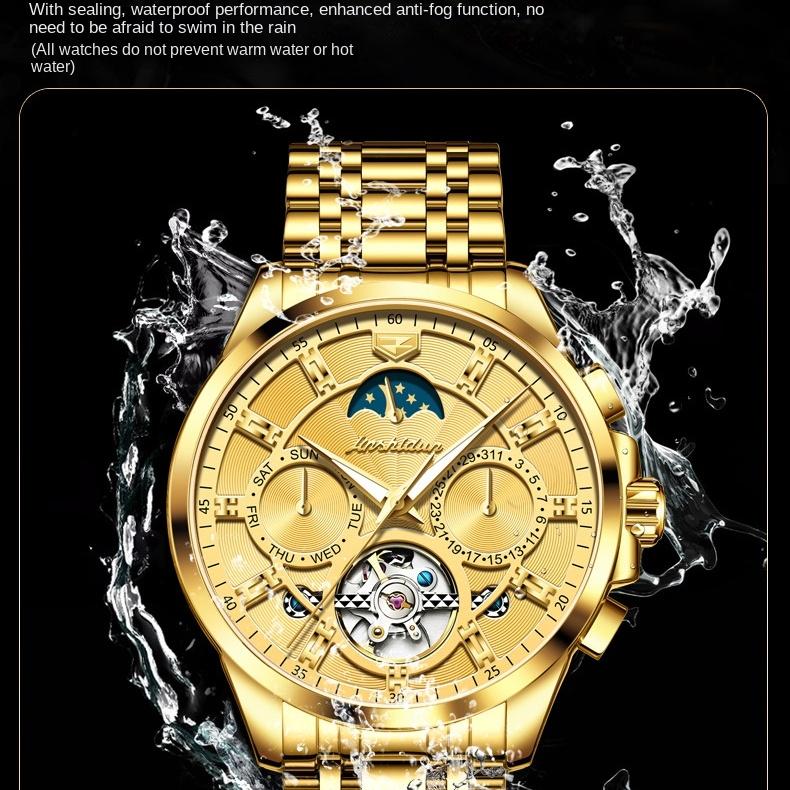 JINSHIDUN брендовые многофункциональные автоматические механические часы с турбийоном мужские часы мужские часы