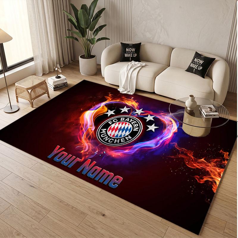 Custom Rug Bayern Munich Pattern Print Name Text Soft Non‑Slip Floor Carpet for Home Indoor Decoration