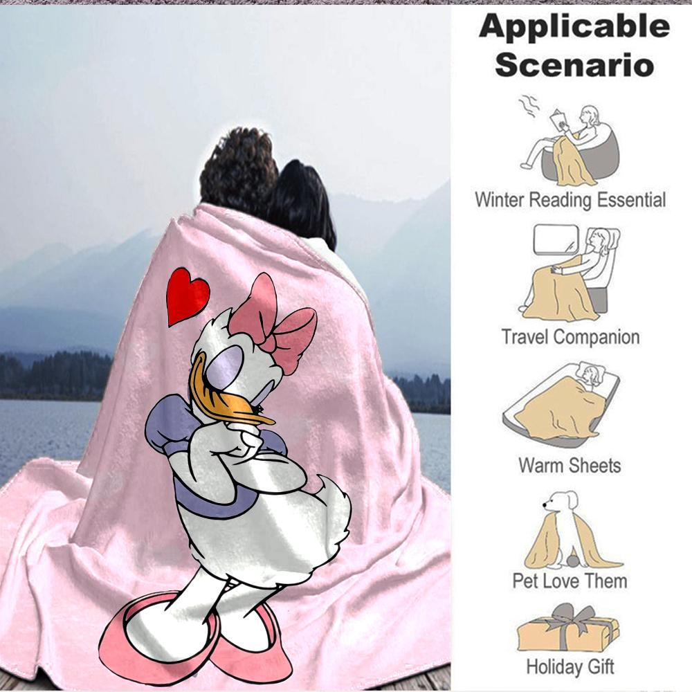 1Pc Daisy Duck Romance Blanket Soft And Comfortable Casual Warm Camping Travel Christmas Halloween Xmas Gift M924325