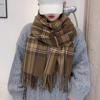 Women's Autumn/Winter Korean-Style Plaid Shawl: Imitation Cashmere Scarf with Sesame Grain Design