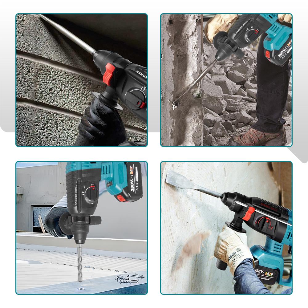 YOFIDRA 26 мм бесщеточный электрический перфоратор Многофункциональный роторный аккумуляторный электроинструмент для батареи Makita 18 В