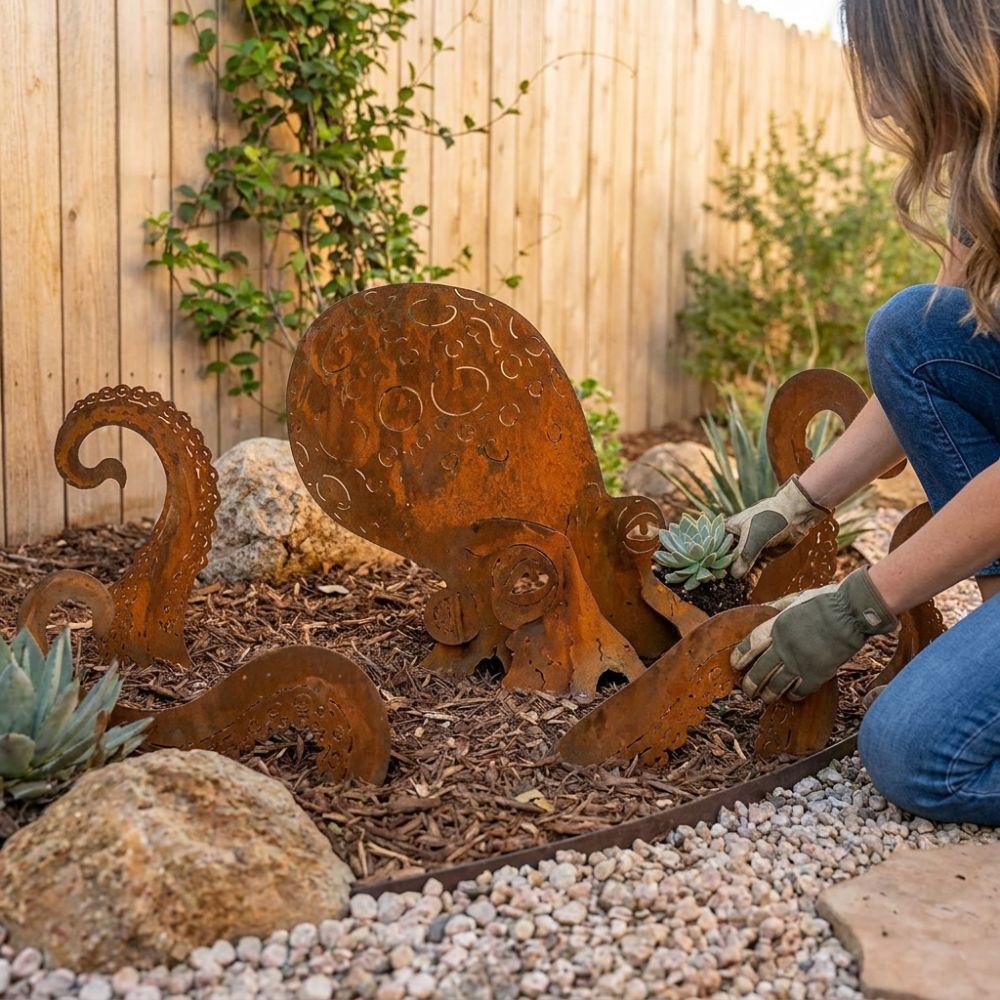 Rustic Giant Nautical Animal Sculpture Vintage Iron Animal Lawn Stake Ornament Park Decoration