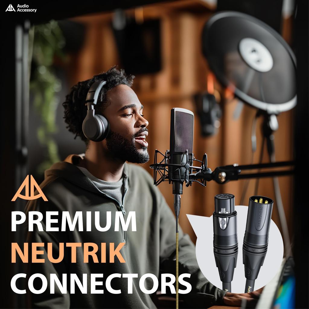 AA Аудиоаксессуар Серия Gold StarQuad XLR Кабель 15 футов Разъемы Neutrik 19 AWG Микрофонный кабель Нейлоновая оплетка с армированием Kevlar