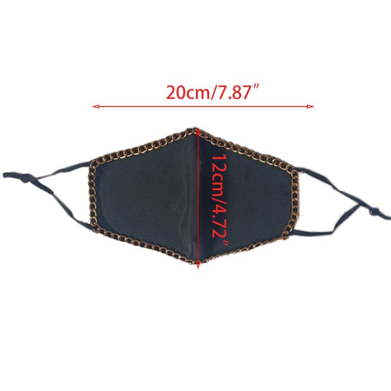 Пылезащитные черные маски для лица, золотые металлические цепочки, готические моющиеся защитные женские аксессуары для рта и муфеля