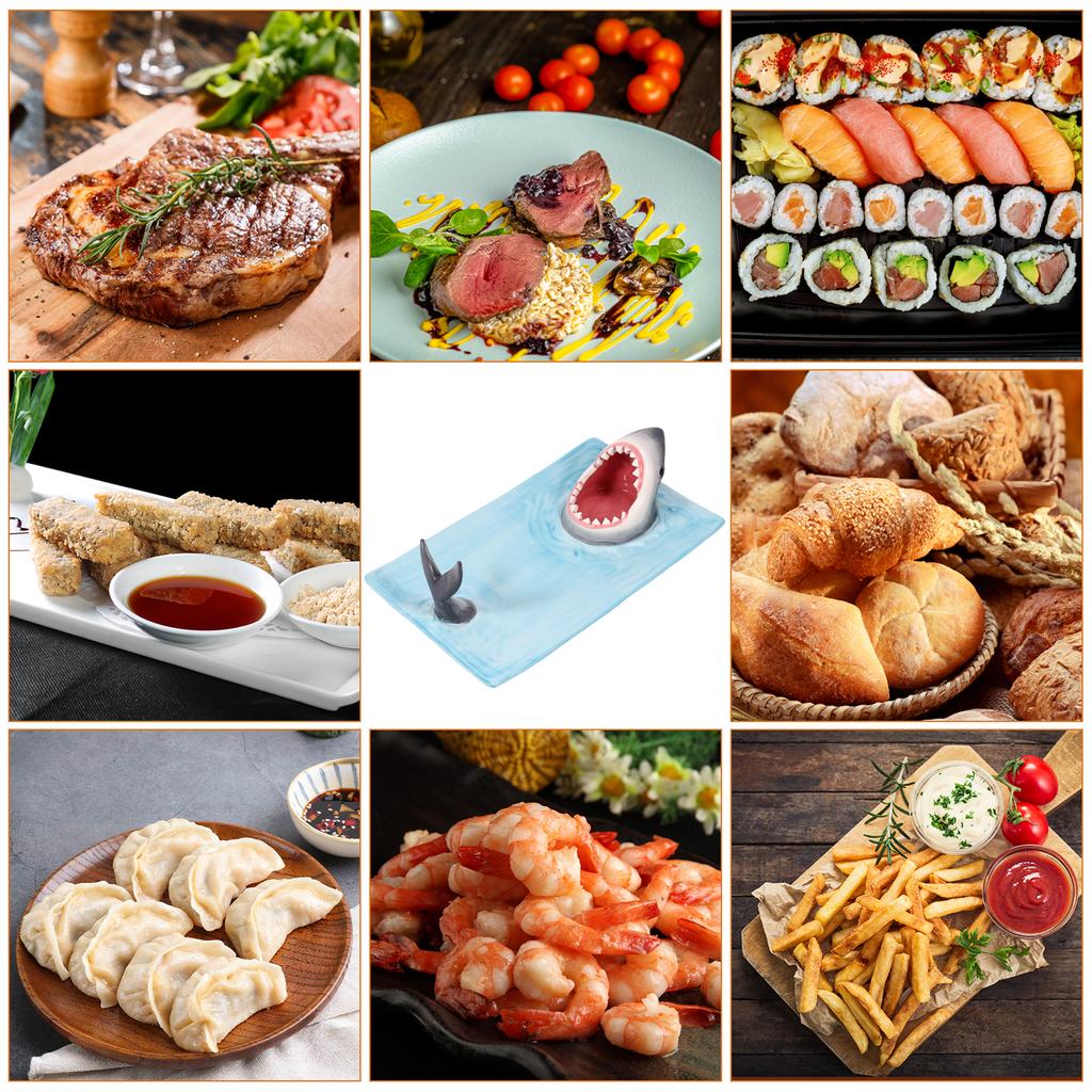 Керамическая тарелка для подачи суши, керамическая тарелка для суши в форме акулы, фарфоровое блюдо для суши, фарфоровые подносы для подачи еды с подставкой для соевого соуса