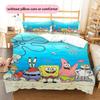 SpongeBob SquarePants Pattern Bedding Home Decoration Birthday Gift ( 1 duvet cover + 2 pillowcase, without core),fan merchandise.