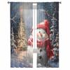 Christmas Tree Snowman Vintage Oil Painting Sheer Curtains Modern Gauze Curtain for Living Room Bedroom Voile Yarn Curtains
