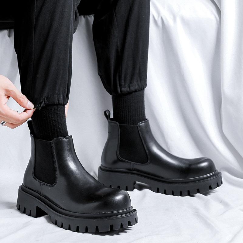Новые осенние низкие ботинки-сигареты мужские низкие ботинки на толстой подошве ботинки челси короткие эластичные ботинки 7371-R