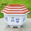 Lightweight Plastic Pots for Porch Hexagonal Flower Pot with Drainage Holes & Saucer Indoor Outdoor Plants, Durable Weather Resistant Spacious