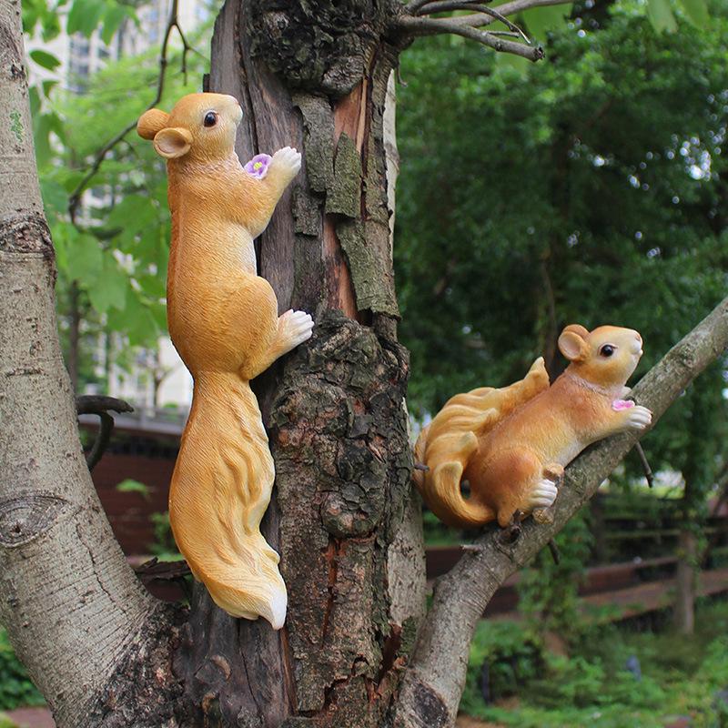 Креативное украшение в виде белки на дереве - Милое украшение животного для садовых поделок