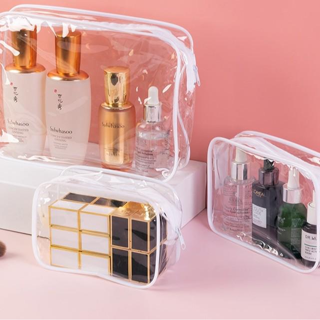 Набор из трех водонепроницаемых косметичек из ПВХ - большая вместимость, переносное хранилище для туалетных принадлежностей с застежкой-молнией