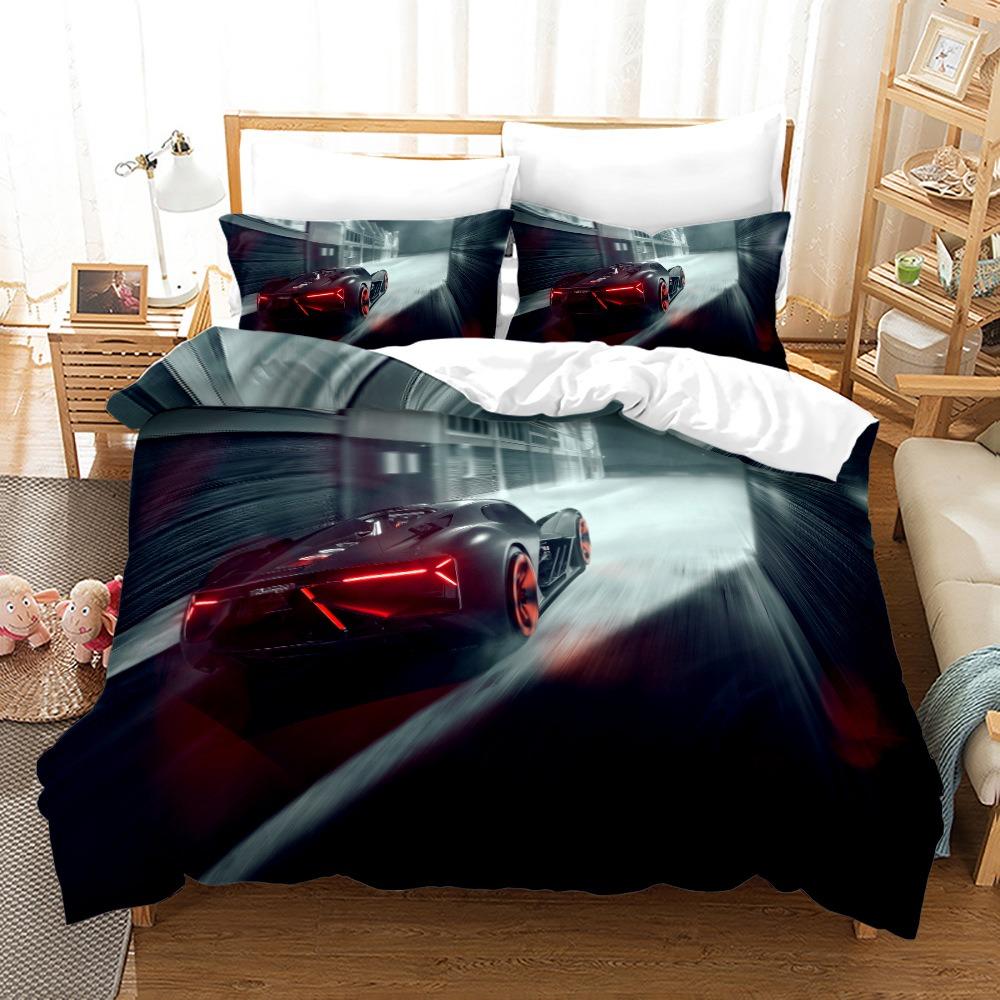 Luxury Car Duvet Cover Set Cartoo Bedding Set for Kids Boys Polyester Bedding Set King Size