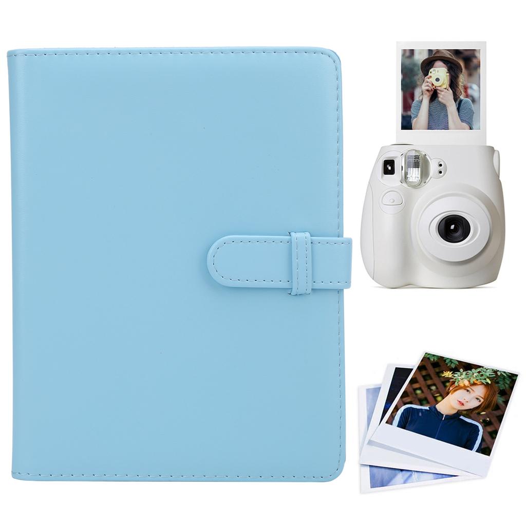 3in 128 Pockets PU Universal Digital Photo Album Business Card Holder for Polaroid MiniBlue