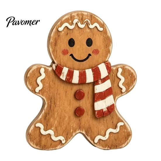 Small Wooden Candy Cane Decor Christmas Gingerbread Man Decor, Rustic Gingerbread, House Figurines, Xmas Cute Lady Figurines Tabletop Ornaments