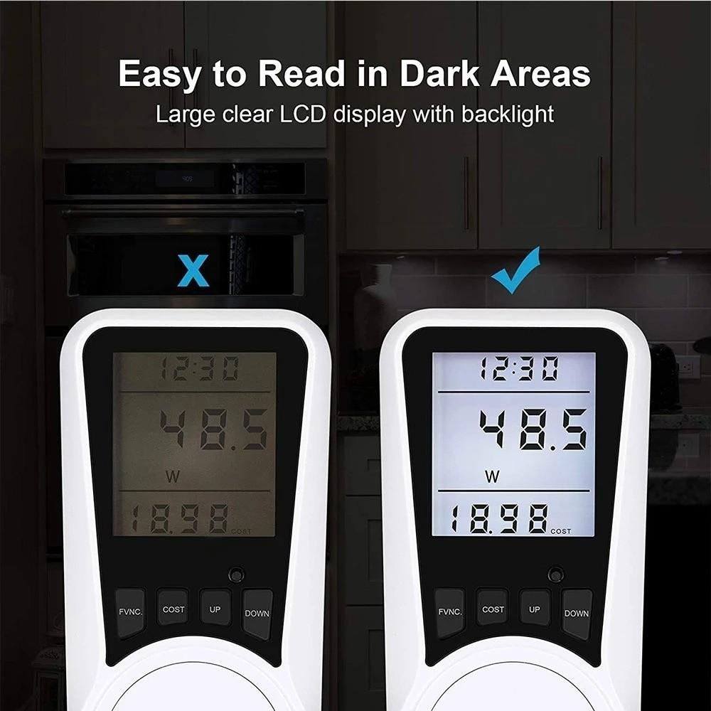 Backlight Electrical Energy Monitor Socket LCD Screen Energy Monitor Power Meter Home Use